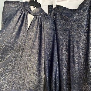 Banana Republic Navy Skirt and Top Set  Gold Accents